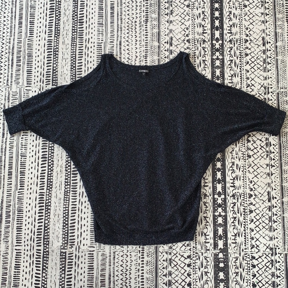 Express Cold Shoulder Glitter Top